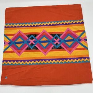 El Bazaar Sabado Tambien Mexico Square Pillow Cover Geometric Ribbon Textile Art